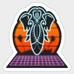 Retro Synth-wave Elephant Sticker